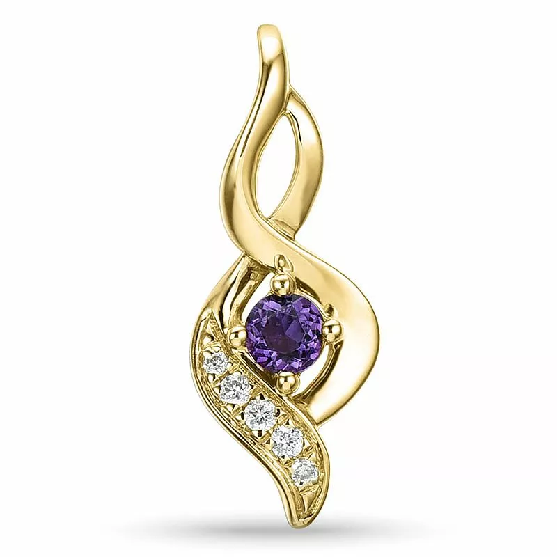 abstraktem Amethyst Diamantanhänger in 9 karat Gold 0,04 ct ct 0,13 ct ct - Anhänger mit Amethyst - Tolle Anhänger - Schnelle Lieferung
