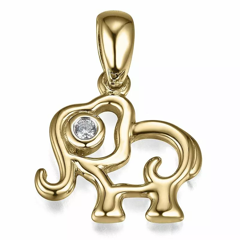 Elegant elefant diamant anhänger in 9 karat gold 0,01 ct ct - Tieranhänger - Finden Sie hier günstige Anhänger mit Tiermotiven