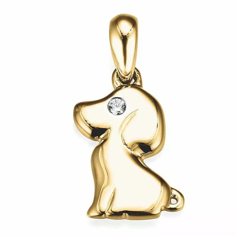 Hunde Diamantanhänger in 9 karat Gold 0,01 ct - Tieranhänger - Finden Sie hier günstige Anhänger mit Tiermotiven