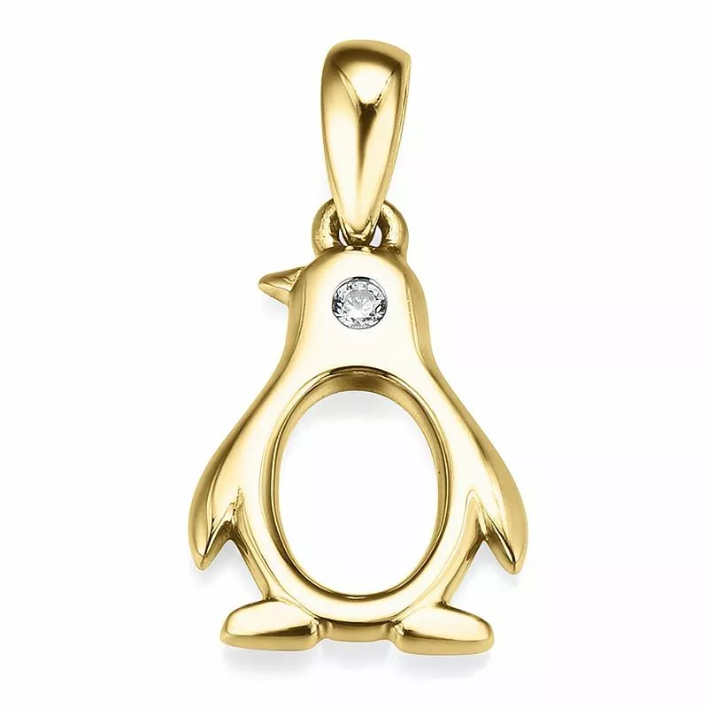 Pinguin Diamantanhänger in 9 karat Gold 0,01 ct - Tieranhänger - Finden Sie hier günstige Anhänger mit Tiermotiven
