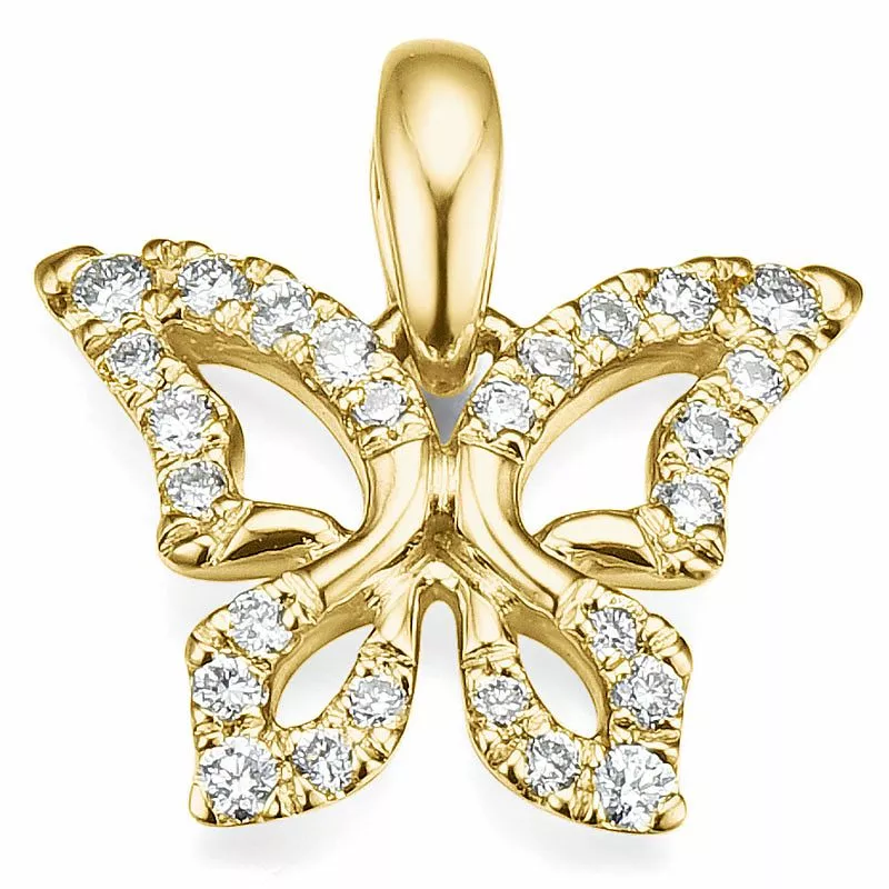 Schmetterlinge Diamantanhänger in 9 karat Gold 0,13 ct - Schmuck mit Steinen