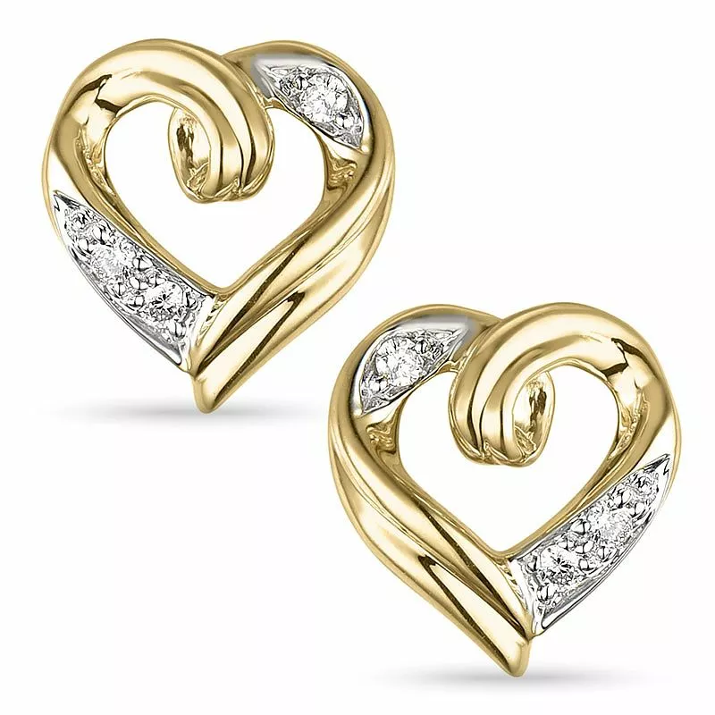 Herz diamant ohrstecker in 9 karat gold und weißgold mit diamanten - Herz Ohrringe - Wir führen viele verschiedene Herzohrringe