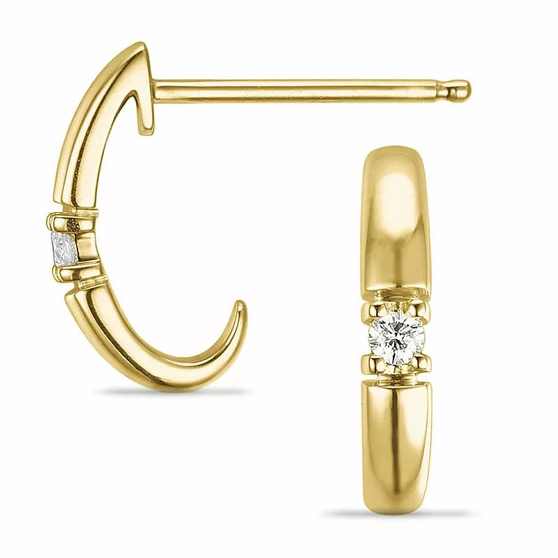 Diamant Kreole in 9 Karat Gold mit Diamant - Weiße Diamant Ohrringe