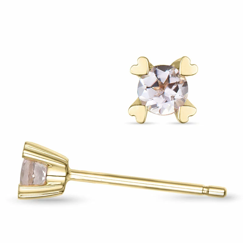 2 x 0,09 ct morganit Solitärohrstecker in 9 Karat Gold mit morganit - Ohrringe mit 2 x 0,08 ct - 0,09 ct Solitär