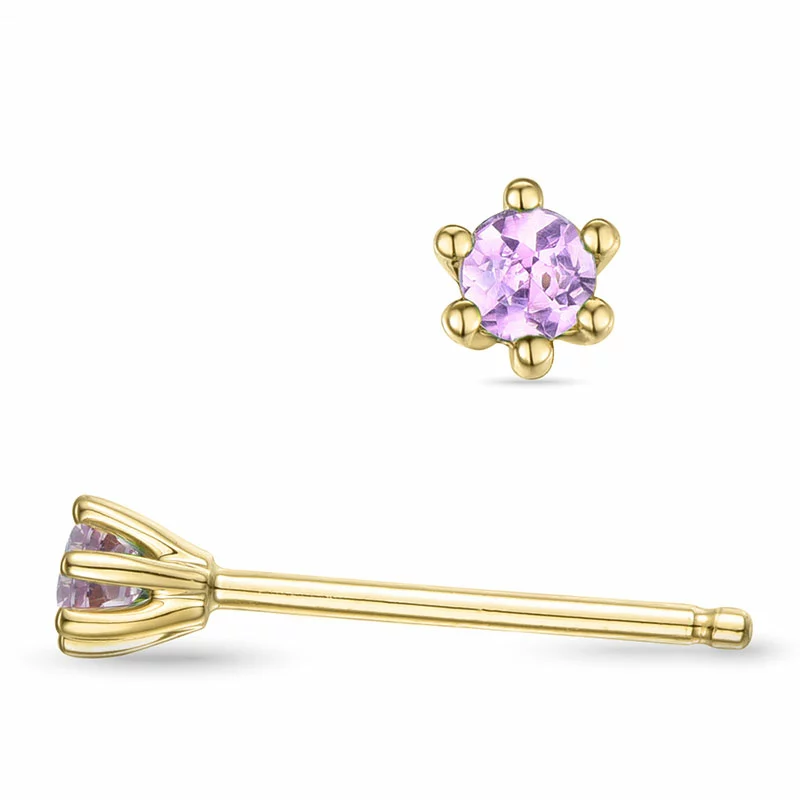 2 x 0,07 ct pink Saphir Solitärohrstecker in 9 Karat Gold mit pinkfarbenem Saphir - Ohrringe mit 2 x 0,06 ct - 0,07 ct Solitär