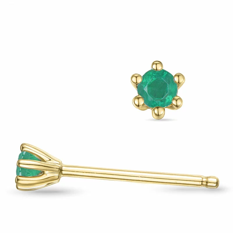 2 x 0,06 ct Smaragd Solitärohrstecker in 9 Karat Gold mit Smaragd - Ohrringe mit 2 x 0,06 ct - 0,07 ct Solitär