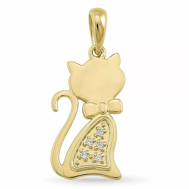 Katze diamantanhänger in 9 karat gold 0,02 ct - Tieranhänger - Finden Sie hier günstige Anhänger mit Tiermotiven