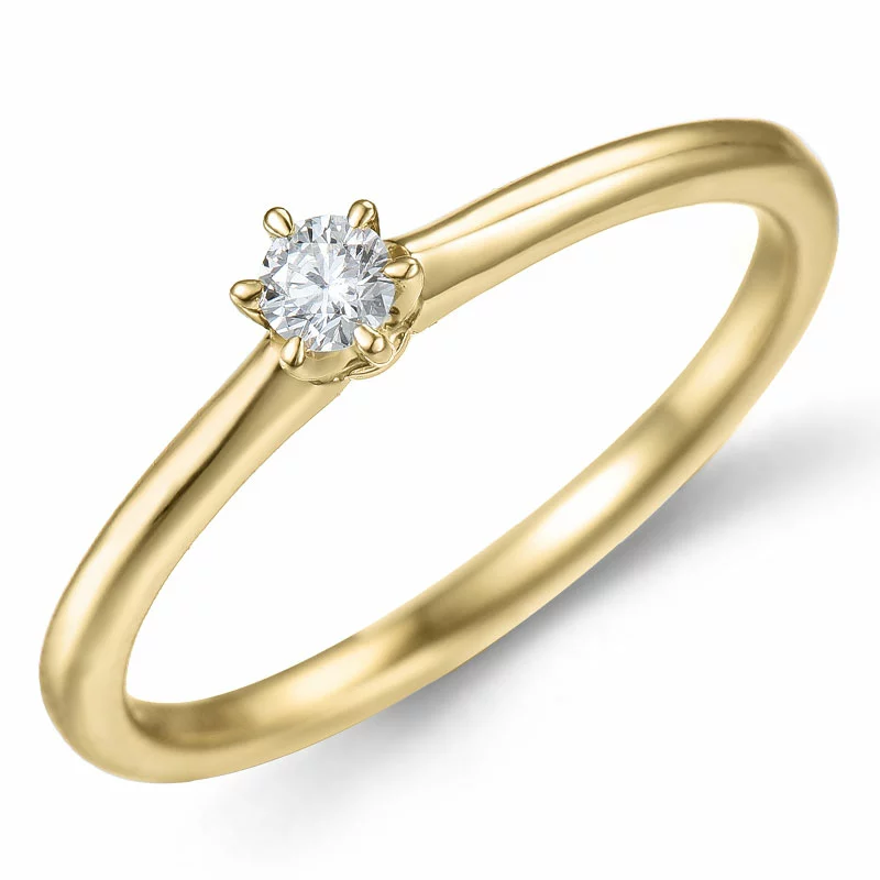 0,10 ct Diamant Solitärring in 14 Karat Gold 0,10 ct - Solitärringe 1 x 0,10 ct - Wählen Sie einen hübschen Solitärring
