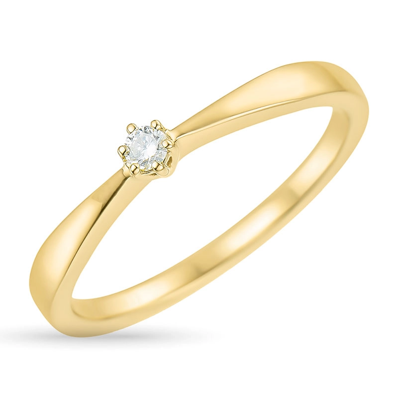 0,05 ct Diamant Solitärring in 14 Karat Gold 0,05 ct - Solitärringe 1 x 0,05 ct - Gute Auswahl an Solitärringen online