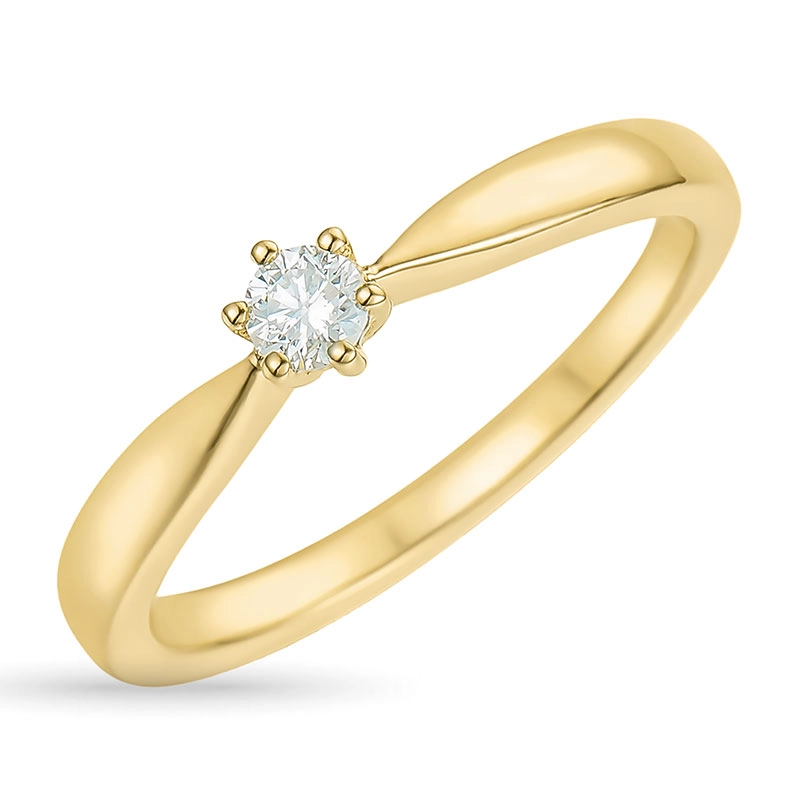 0,10 ct Diamant Solitärring in 14 Karat Gold 0,10 ct - Solitärringe 1 x 0,10 ct - Wählen Sie einen hübschen Solitärring