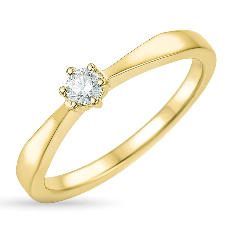 Diamant Solitärring in 14 Karat Gold 0,12 ct - Solitär Ring - Modernen Solitärringe, kaufen eine Solitärring hier