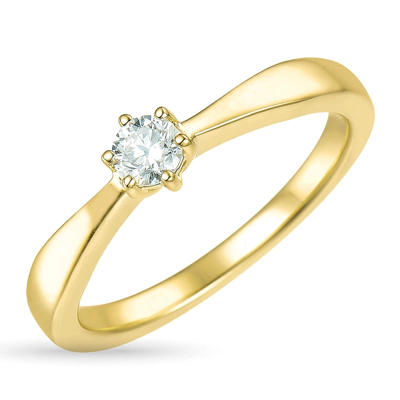 Diamant Solitärring in 14 Karat Gold 0,15 ct - Solitär Ring - Modernen Solitärringe, kaufen eine Solitärring hier