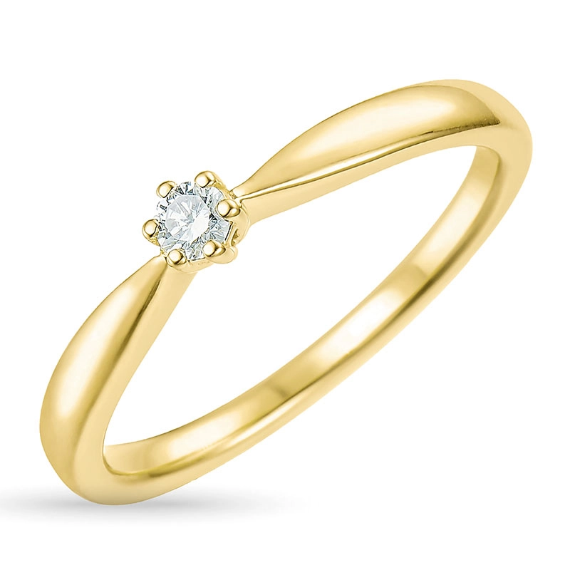 Diamant Solitärring in 14 Karat Gold 0,07 ct - Solitär Ring - Modernen Solitärringe, kaufen eine Solitärring hier