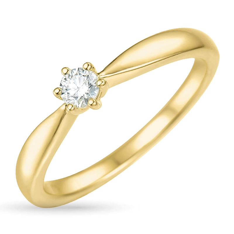 Diamant Solitärring in 14 Karat Gold 0,12 ct - Solitär Ring - Modernen Solitärringe, kaufen eine Solitärring hier