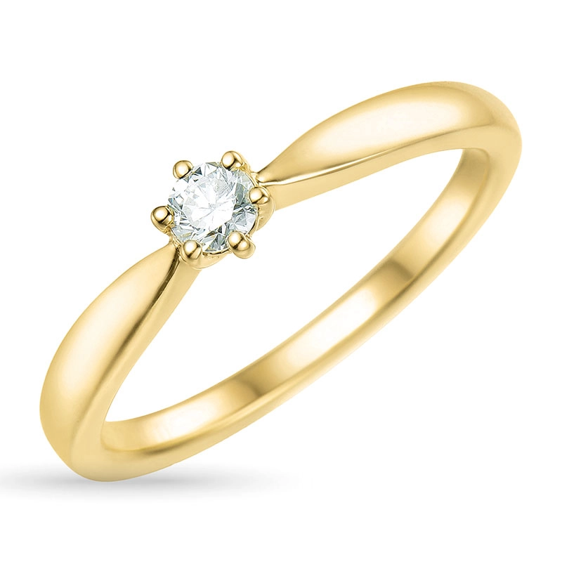 Diamant Solitärring in 14 Karat Gold 0,15 ct - Solitär Ring - Modernen Solitärringe, kaufen eine Solitärring hier