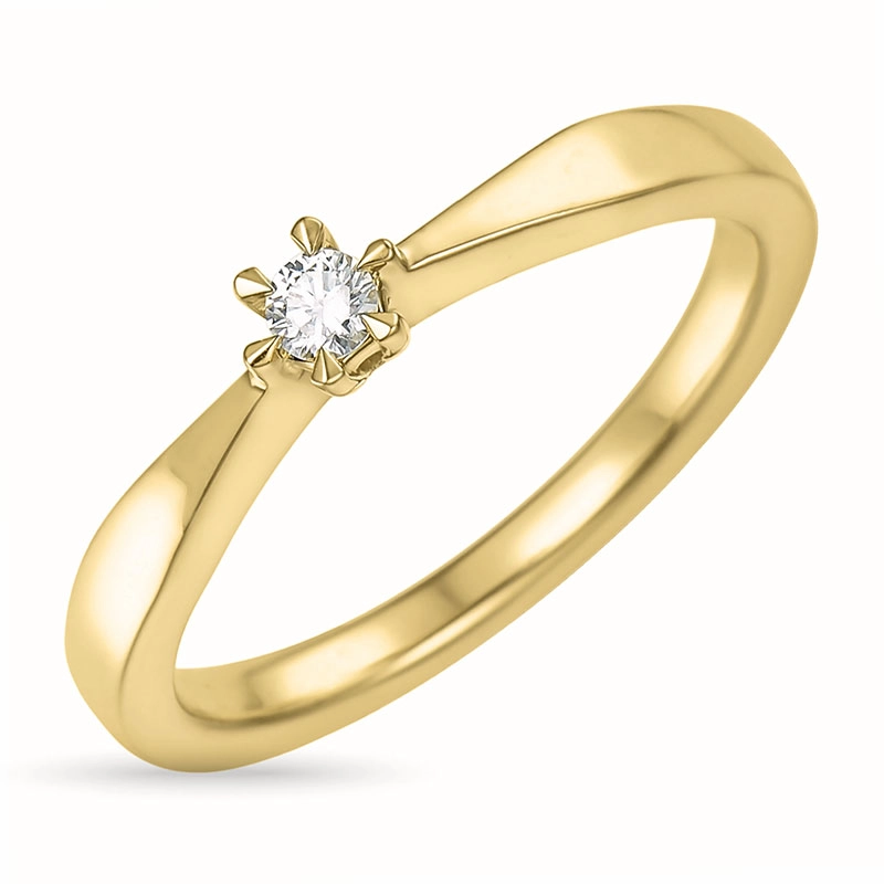 0,05 ct Diamant Solitärring in 14 Karat Gold 0,05 ct - Solitärringe 1 x 0,05 ct - Gute Auswahl an Solitärringen online