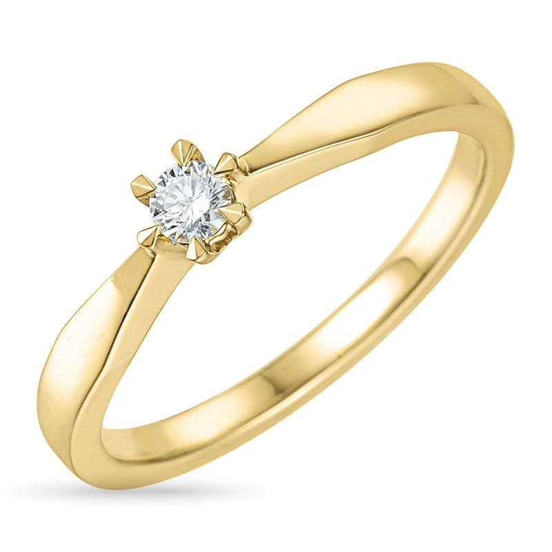 0,10 ct Diamant Solitärring in 14 Karat Gold 0,10 ct - Solitärringe 1 x 0,10 ct - Wählen Sie einen hübschen Solitärring
