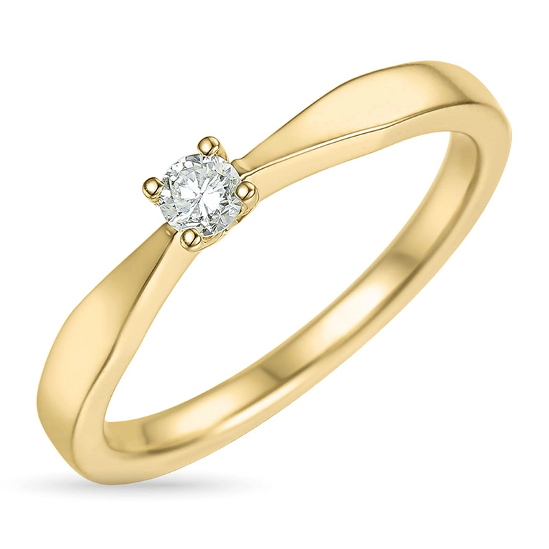 0,10 ct Diamant Solitärring in 14 Karat Gold 0,10 ct - Solitärringe 1 x 0,10 ct - Wählen Sie einen hübschen Solitärring