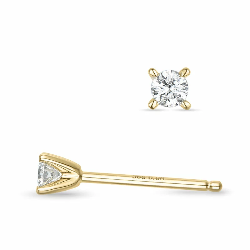 2 x 0,08 ct Kampagne - Diamant Solitärohrstecker in 14 Karat Gold mit Diamant - Ohrringe mit 2 x 0,08 ct - 0,09 ct Solitär
