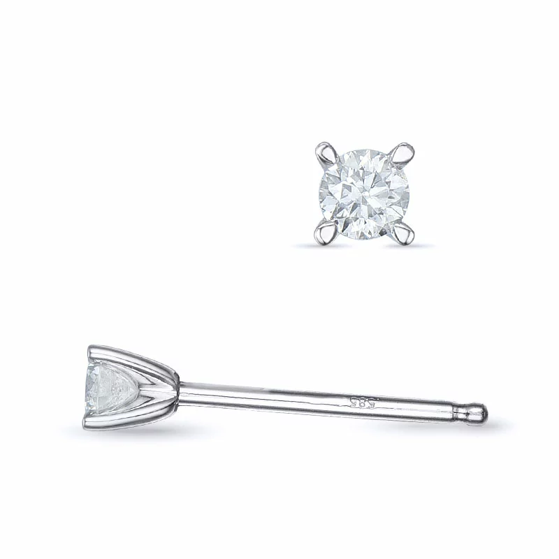 2 x 0,08 ct Kampagne - Diamant Solitärohrstecker in 14 Karat Weißgold mit Diamant - Ohrringe mit 2 x 0,08 ct - 0,09 ct Solitär