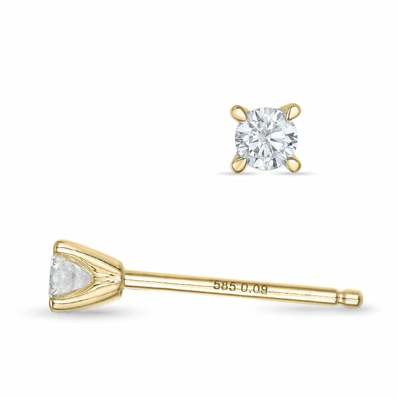 2 x 0,09 ct Kampagne - Diamant Solitärohrstecker in 14 Karat Gold mit Diamant - Ohrringe mit 2 x 0,08 ct - 0,09 ct Solitär