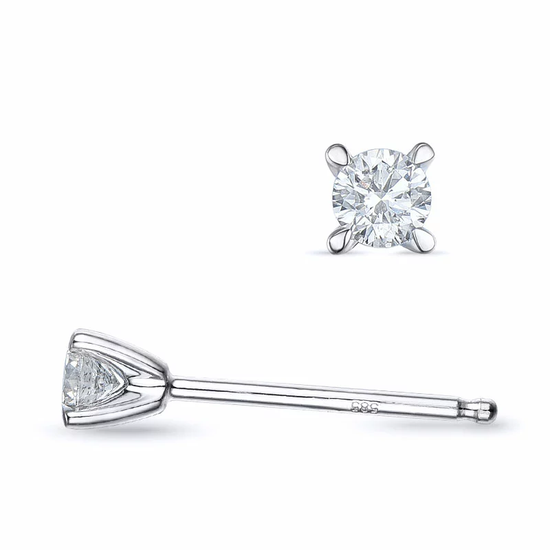 2 x 0,10 ct Kampagne - Diamant Solitärohrstecker in 14 Karat Weißgold mit Diamant - Ohrringe mit 2 x 0,10 ct Solitär - Sparen Sie bis zu 70 %