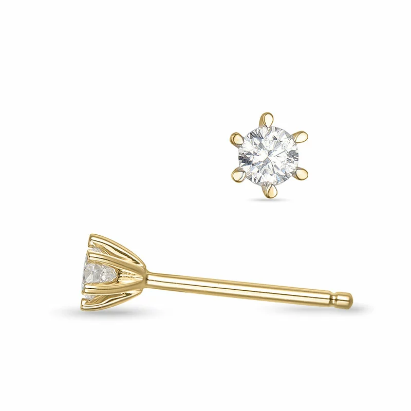2 x 0,08 ct Kampagne - Diamant Solitärohrstecker in 14 Karat Gold mit Diamant - Ohrringe mit 2 x 0,08 ct - 0,09 ct Solitär