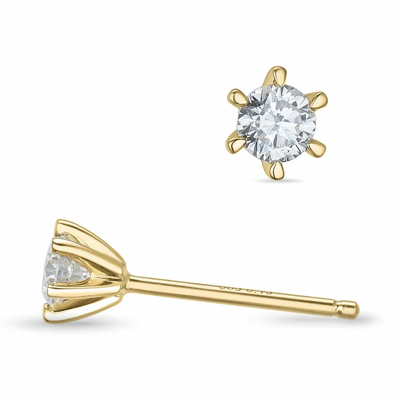 2 x 0,15 ct Kampagne - Diamant Solitärohrstecker in 14 Karat Gold mit Diamant - Ohrringe mit Solitär