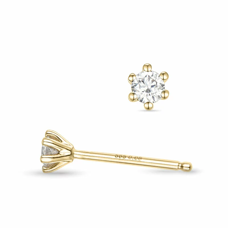 2 x 0,08 ct Kampagne - Diamant Solitärohrstecker in 14 Karat Gold mit Diamant - Ohrringe mit 2 x 0,08 ct - 0,09 ct Solitär