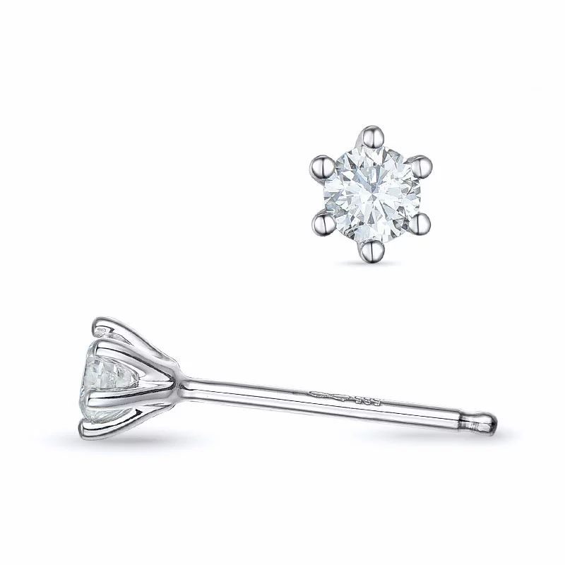2 x 0,10 ct Kampagne - Diamant Solitärohrstecker in 14 Karat Weißgold mit Diamant - Ohrringe mit 2 x 0,10 ct Solitär - Sparen Sie bis zu 70 %