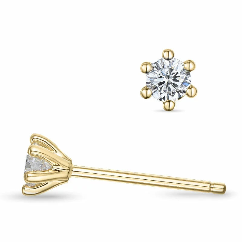 2 x 0,11 ct Kampagne - Diamant Solitärohrstecker in 14 Karat Gold mit Diamant - Ohrringe mit Solitär