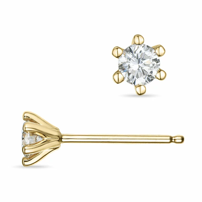 Kampagne - 2 x 0,16 ct Diamant Solitärohrstecker in 14 Karat Gold mit Diamant - Ohrringe mit Solitär