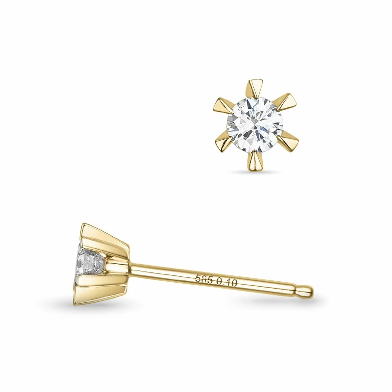 2 x 0,10 ct Kampagne - Brillant Solitärohrstecker in 14 Karat Gold mit Diamant - Ohrringe mit 2 x 0,10 ct Solitär - Sparen Sie bis zu 70 %