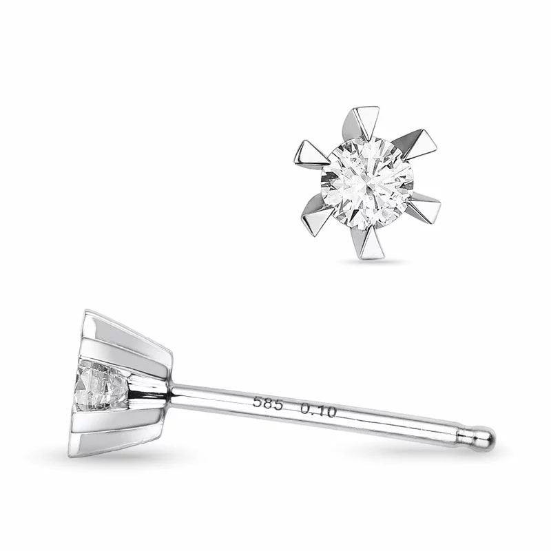 2 x 0,10 ct Kampagne - Diamant Solitärohrstecker in 14 Karat Weißgold mit Diamant - Ohrringe mit 2 x 0,10 ct Solitär - Sparen Sie bis zu 70 %