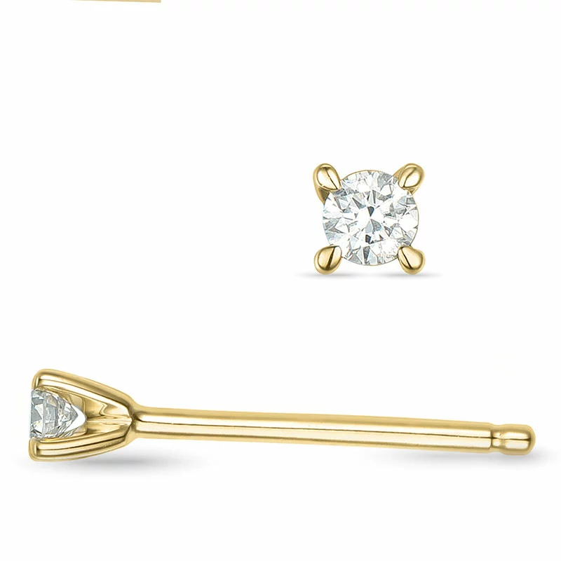 2 x 0,03 ct Brillantohrringen in 14 Karat Gold mit Diamant - Ohrringe mit 2 x 0,03 ct Solitär