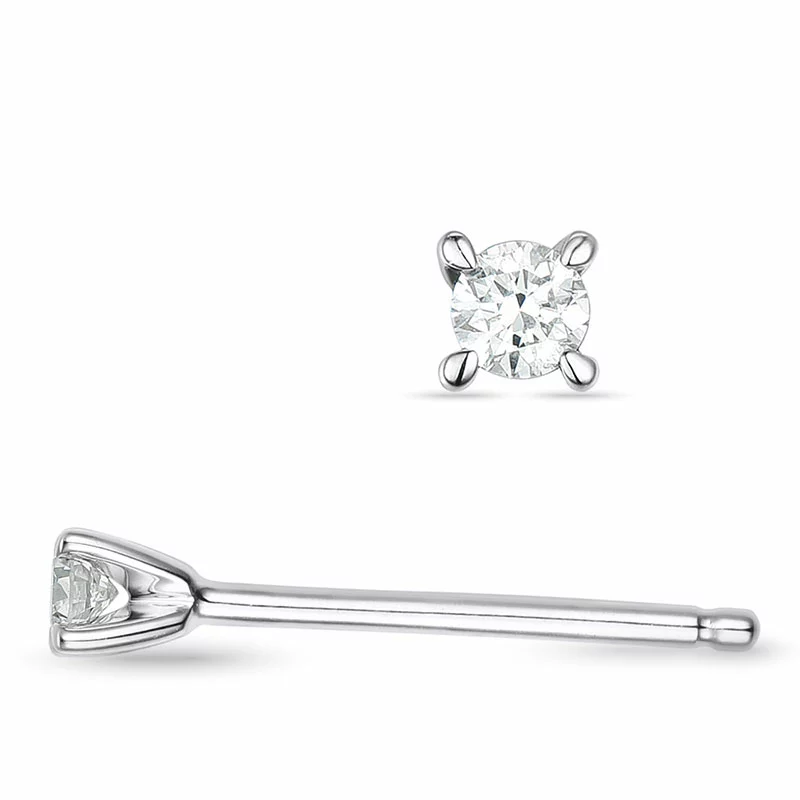 2 x 0,03 ct Solitärohrstecker in 14 Karat Weißgold mit Diamant - Ohrringe mit 2 x 0,03 ct Solitär
