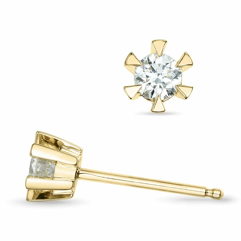 2 x 0,16 ct Kampagne - Diamant Solitärohrstecker in 14 Karat Gold mit Diamant - Ohrringe mit Solitär
