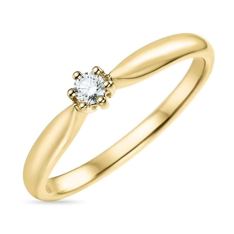 0,10 ct Diamant Solitärring in 14 Karat Gold 0,10 ct - Solitärringe 1 x 0,10 ct - Wählen Sie einen hübschen Solitärring