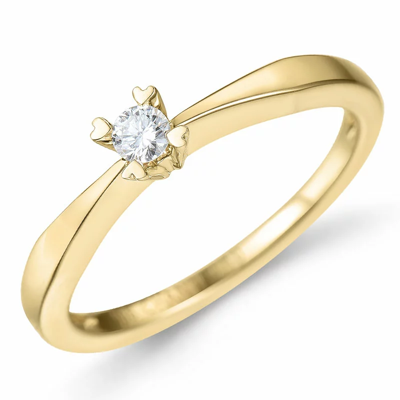 0,10 ct Diamant Solitärring in 14 Karat Gold 0,10 ct - Solitärringe 1 x 0,10 ct - Wählen Sie einen hübschen Solitärring