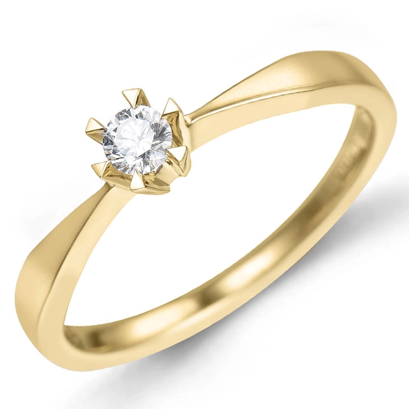 Kampagne - Diamant Solitärring in 14 Karat Gold 0,12 ct - Solitär Ring - Modernen Solitärringe, kaufen eine Solitärring hier