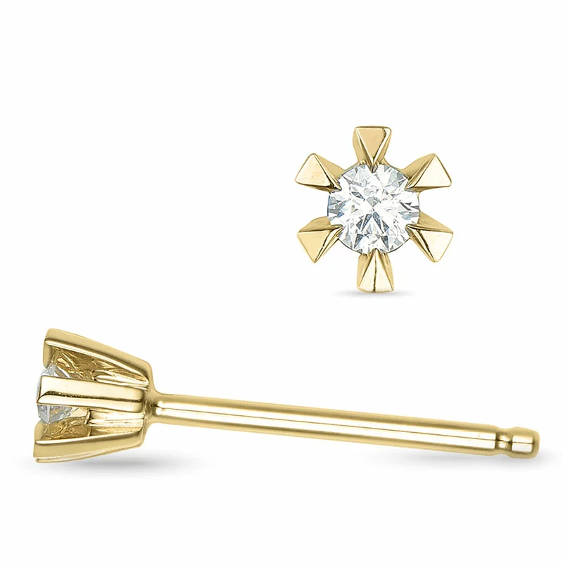 2 x 0,03 ct Brillant Solitärohrstecker in 14 Karat Gold mit Diamant - Ohrringe mit 2 x 0,03 ct Solitär