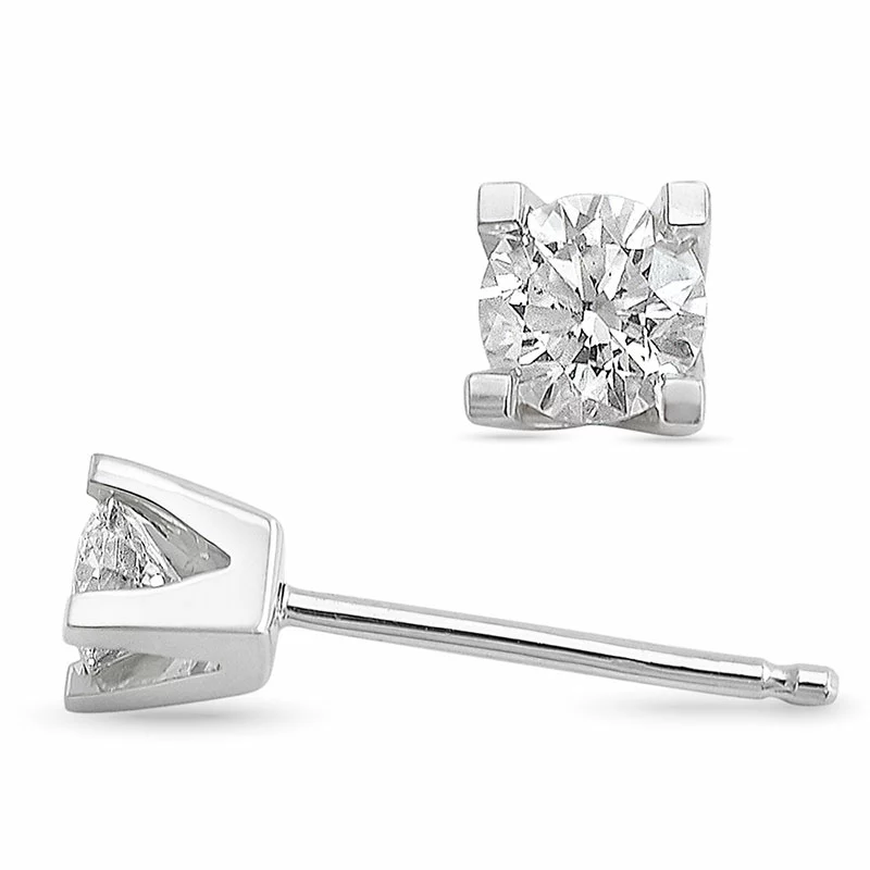2 x 0,40 ct lab grown Diamant Solitärohrstecker in 14 Karat Weißgold mit lab grown Diamant - Ohrringe