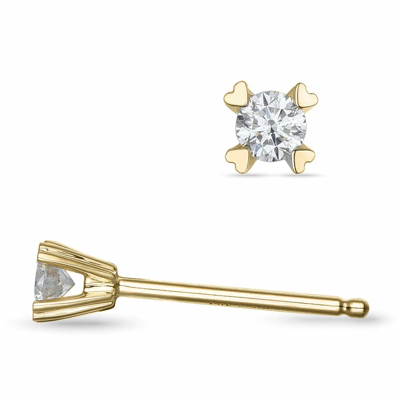 2 x 0,07 ct Kampagne - Diamant Solitärohrstecker in 14 Karat Gold mit Diamant - Ohrringe mit 2 x 0,06 ct - 0,07 ct Solitär