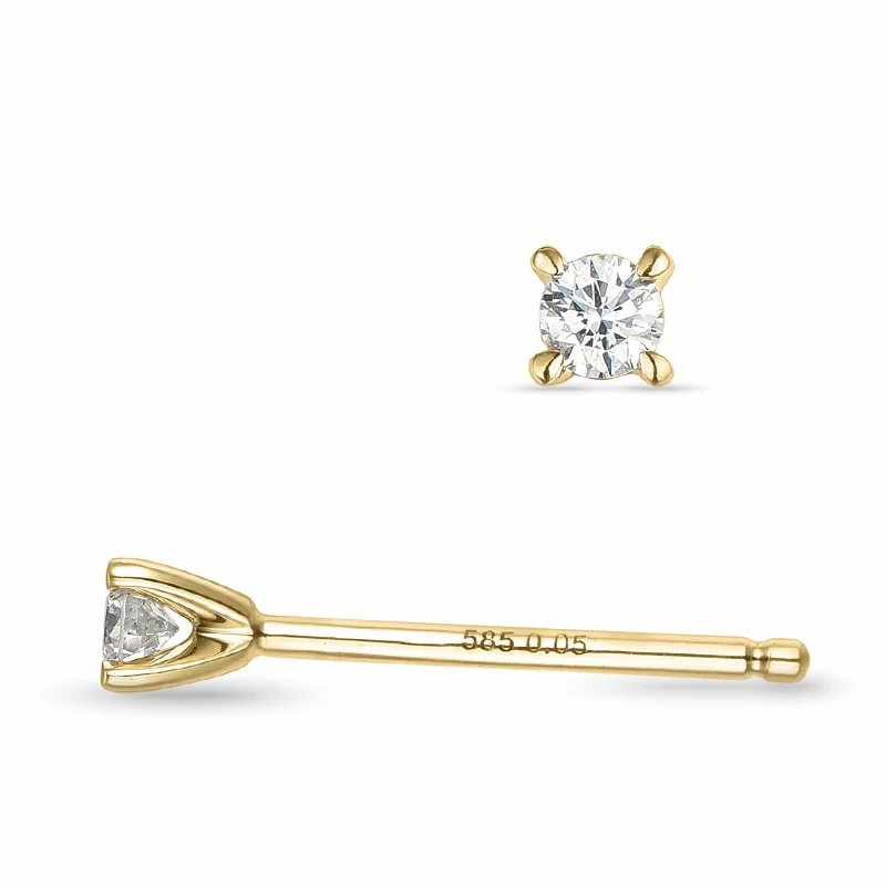 2 x 0,05 ct Kampagne - Diamant Solitärohrstecker in 14 Karat Gold mit Diamant - Ohrringe mit 2 x 0,05 ct Solitär - Schöne Ohrringe mit Solitär