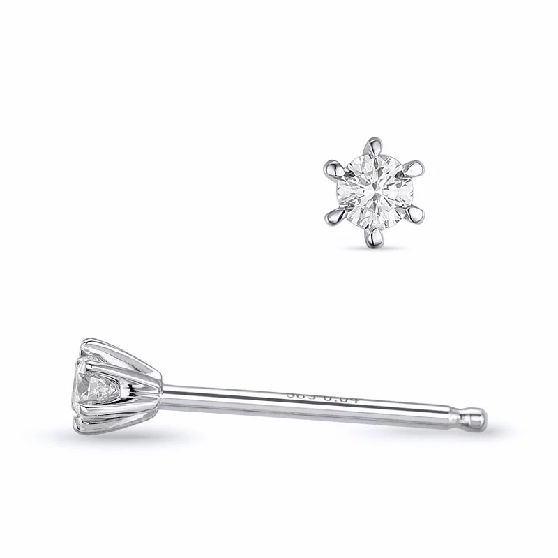 2 x 0,04 ct Kampagne - Diamant Ohrstecker in 14 Karat Weißgold mit Diamant - Ohrringe mit 2 x 0,04 ct Solitär