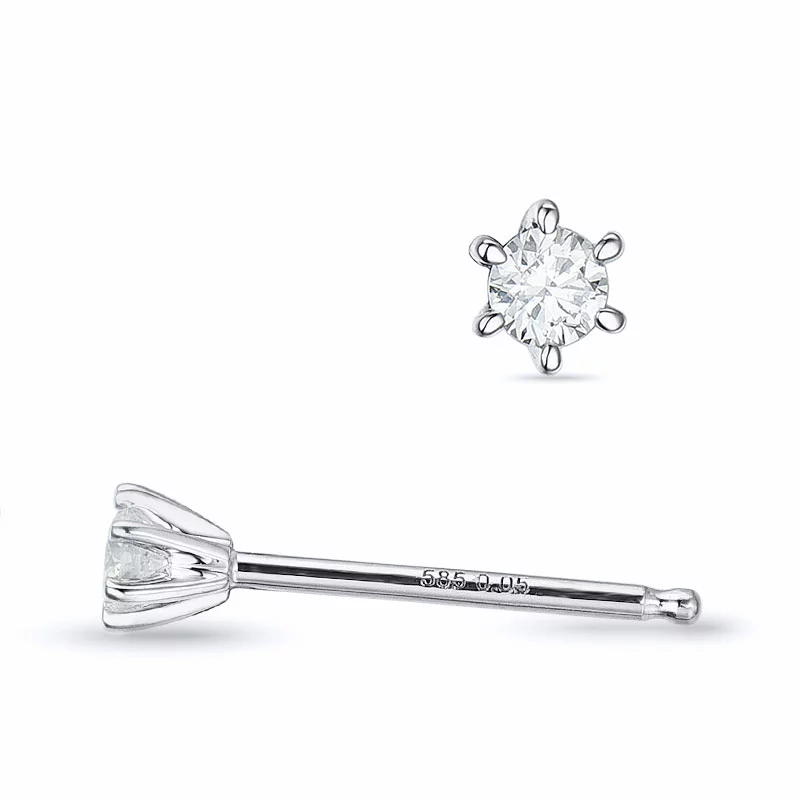 2 x 0,05 ct Kampagne - Solitärohrstecker in 14 Karat Weißgold mit Diamant - Ohrringe mit 2 x 0,05 ct Solitär - Schöne Ohrringe mit Solitär