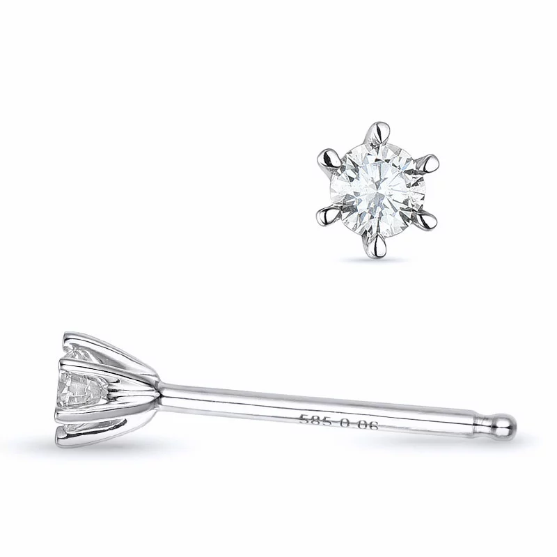 2 x 0,06 ct Kampagne - Diamant Ohrstecker in 14 Karat Weißgold mit Diamant - Ohrringe mit 2 x 0,06 ct - 0,07 ct Solitär