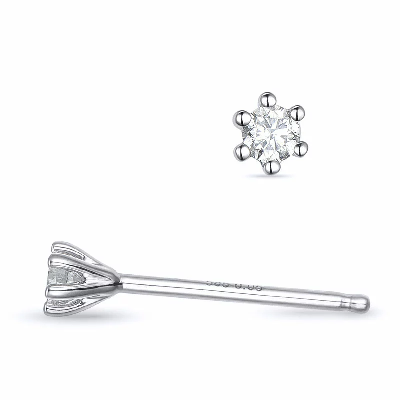 2 x 0,05 ct Diamant Solitärohrstecker in 14 Karat Weißgold mit Diamant - Ohrringe mit 2 x 0,05 ct Solitär - Schöne Ohrringe mit Solitär