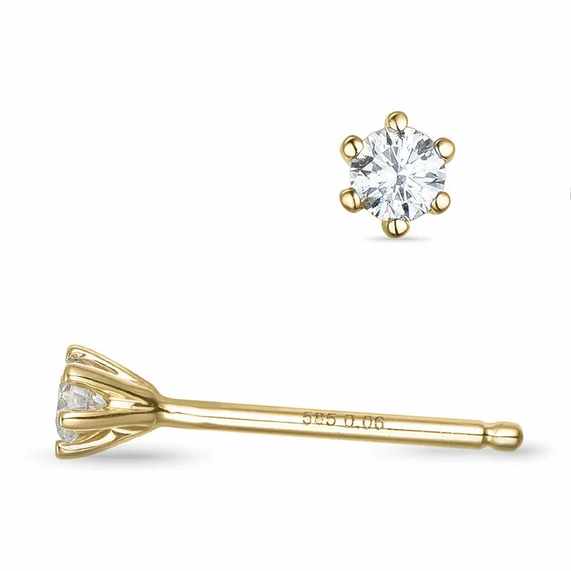 2 x 0,06 ct Kampagne - Diamant Solitärohrstecker in 14 Karat Gold mit Diamant - Ohrringe mit 2 x 0,06 ct - 0,07 ct Solitär