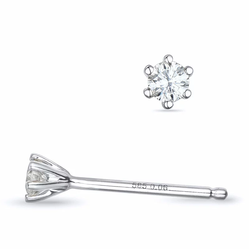 2 x 0,06 ct Kampagne - Diamant Solitärohrstecker in 14 Karat Weißgold mit Diamant - Ohrringe mit 2 x 0,06 ct - 0,07 ct Solitär